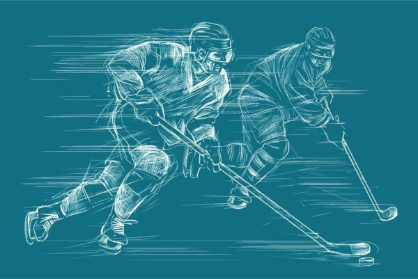 Carta Da Parati Giocatori Di Hockey Disegnati