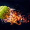 Carta Da Parati Una Pallina Da Tennis In Fiamme