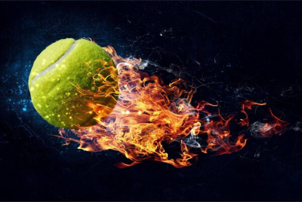 Carta Da Parati Una Pallina Da Tennis In Fiamme