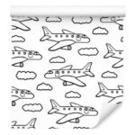 Sfondo Aerei In Bianco E Nero Con Nuvole