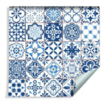 Sfondo Mosaico Retrò - Blu - Bianco