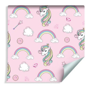 Sfondo Per Bambini - Unicorni Colorati Tra Nuvole E Arcobaleno