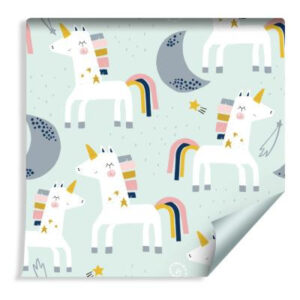 Sfondo Per Bambini - Unicorni E Lune - Stile Scandinavo