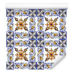 Sfondo Per I Fiori D'imitazione Delle Mattonelle Di Mosaico Della Sala Da Pranzo